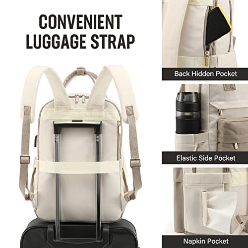 LOVEVOOK Laptop Backpack for Women 15.6 Inch Laptop Bag with USB Port, Fashion Waterproof Backpacks Teacher Nurse Stylish Travel Bags Vintage Daypacks Bookbag for College School Work - Thumbnail 5