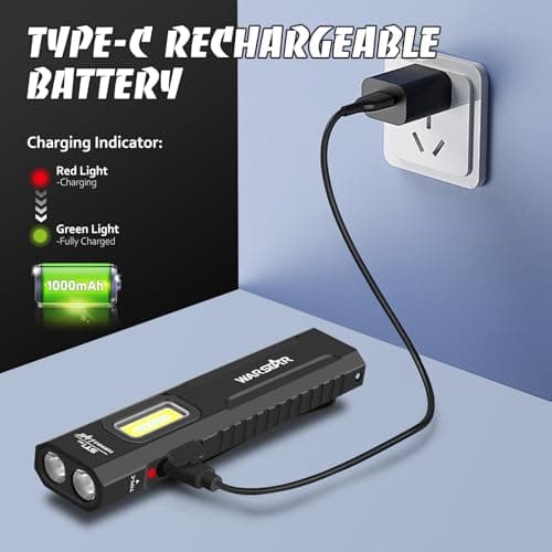 Mougcet Rechargeable EDC Flashlight, 1500 Lumens Flat Pocket Flashlight with UV Light, Magnetic Base and Pocket Clip, USB-C Portable Flash Light for Camping, Home, Emergency, Car Repair - Thumbnail 6