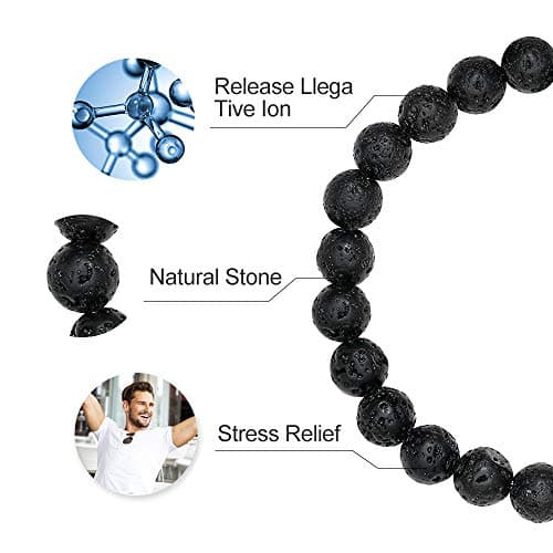 M MOOHAM Beaded Bracelet for Men Gifts - Lava Rock Stone Tiger Eye Bracelet Adjustable Men Birthday Unique Gifts - Thumbnail 5