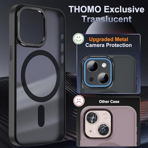 Thomo Upgraded Magnetic for iPhone 15 Plus Case [Compatible with Magsafe] [Mil-Grade Protection], Pocket-Friendly, Slim Translucent Phone Case Cover for iPhone 15 Plus 6.7", Black - Thumbnail 4