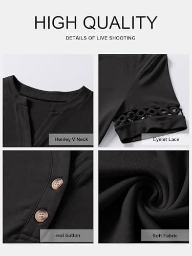 ANRABESS Womens Short Sleeve Tops Henley V Neck Blouses Dressy Casual 2026 Summer Trendy Tee Shirts Work Business Outfits Black Medium - Thumbnail 6