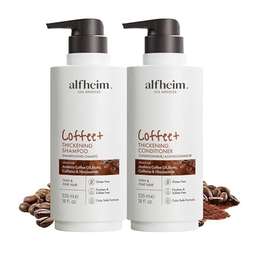 ALFHEIM Coffee+ Thickening Shampoo & Conditioner Set for Fine & Thinning Hair with Caffeine, Biotin & Arabica Coffee Oil – Strengthening, Moisturizing & Volumizing Duo – Sulfate-Free – 18 oz × 2 - Image 1
