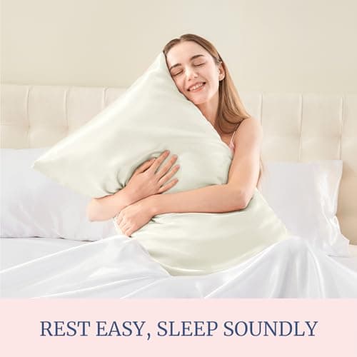 BEDELITE Satin Pillowcase for Hair and Skin, Super Soft and Cooling Similar to Silk Pillow Cases 2 Pack with Envelope Closure, Gift for Women Men(20"x26" Standard Size, Ivory) - Thumbnail 5