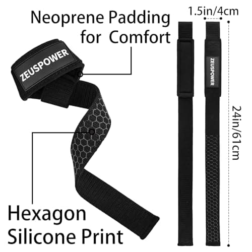 Lifting Straps for Weightlifting,23 Inches,Cotton Padded,Hand Wrist Silicone Grip for Deadlifting,Powerlifting,Gym,Workout Weight Lifting (02-Pink Silicone, Hard Type) - Thumbnail 2