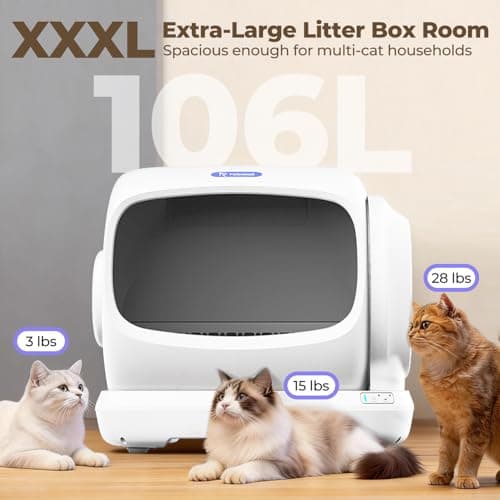 Robotail XXXL Self-Cleaning Cat Litter Box, 106L Extra-Large Automatic Cat Litter Box for Multiple Cats, Safety Sensor/Anti-Pinch Patent/Smart APP Control/Low Entrance/Double-Layer Defense/Easy Clean - Thumbnail 2