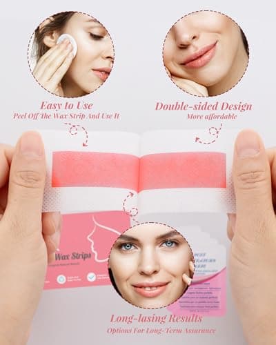 bluugru 40PCS Facial Wax Strips for Hair Removal, Facial Hair Removal for Women, Waxing Kit for Women's Face, Bikini, Chest, Body, Arms, Legs & Brazilian | 40ct Waxing Strips & 4 calming Oil Wipes - Thumbnail 4