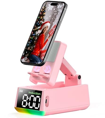 Bluetooth Speaker Birthday Gift for Women:Induction Cell Phone Stand HD Sound Teacher Appreciation Graduation Gifts For Hers ,Anti-Slip Phone Holder Gadget Mother Mom Wife Girlfriend Teen Girls(Pink) - Image 1