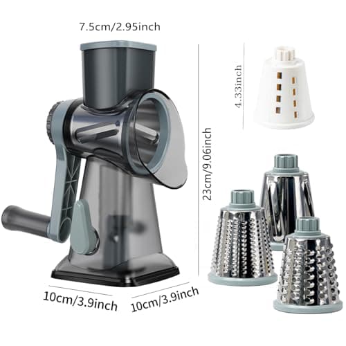 KalraMay Cheese Grater,Rotary Cheese Grater with Handle, Multifunctional Rotary Cheese Shredder Effortlessly Grates Cheese, Vegetables, and Fruits (Blue) - Thumbnail 6