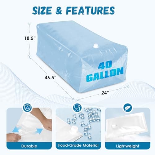 3 Pack 40 Gallon Water Storage Bladder, Heavy Duty Food-Grade Plastic Bag, BPA-Free, Foldable and Resuable. Ideal for Emergency Water Bank, Camping, Gardening & Agricultural Irrigation - Thumbnail 2