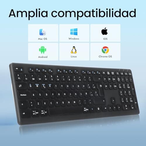 CITLLA Wireless Bluetooth Keyboard, Support Multi Device Switching, Full Size, Scissor-Switch Keys Silent Design for Computer, Laptop, MacBook and iPad - Thumbnail 4