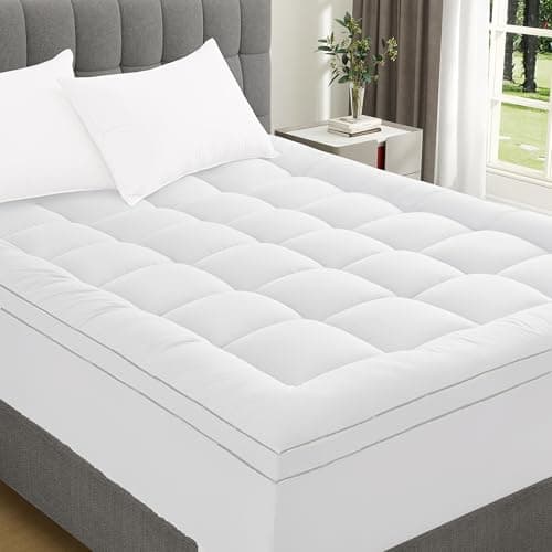 3 Inch Mattress Topper Full Size Breathable Filled Soft Fluffy Supportive for Back Pain Relief, Bed Mattress Pad Pillow Topper with Extra Thick Padded Protector for 8"-21" Deep Pocket - Thumbnail 2