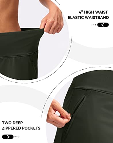 High Waisted Golf Skirts for Women Tennis Skirt Zipper Pockets Skorts for Woman Athletic Workout Casual (Army Green. M) - Thumbnail 3