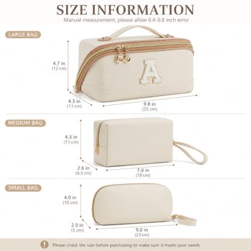 YTL Travel Makeup Bag, Large Capacity Cosmetic Bag for Women, Waterproof PU Leather, Flat Open Portable Toiletry Bag for Skincare, Brushes & Travel Essentials - Thumbnail 3
