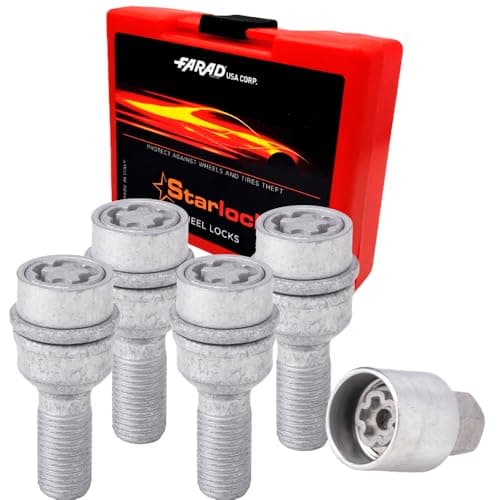 Farad PP12/E Galvanized Lug Bolt Wheel-Locks Kit Suitable for Audi Q5 (M14 X 1.5 Thread Size) - Set of 4 Lug Bolts + 1 Key - Thumbnail 3