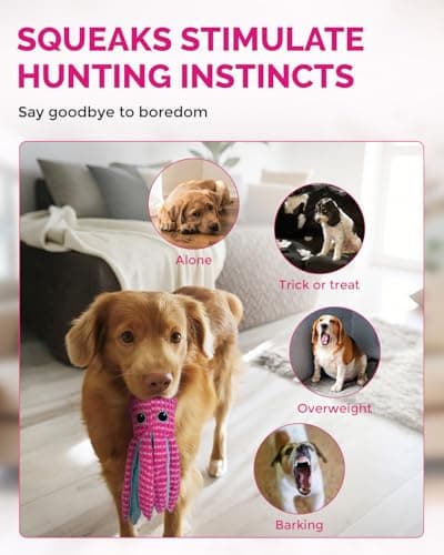 FoxFocus Squeaky Dog Toys for Large Dogs - Durable Dog Toys for Aggressive Chewers to Keep Them Busy - Interactive Plush Chew Toy with Squeaker & Crinkle Paper for Training Reward & Gift - Pink - Thumbnail 3
