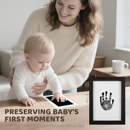 2 Park Baby Footprint Kit with 1 Wooden Frame, No Mess Inkless Hand and Footprint Kit, Clean-Touch Ink Pads for Fingerprint Stamps, Paw Print Kit for Dogs Cats, Baby Shower Gifts Keepsake for New Mom - Thumbnail 5