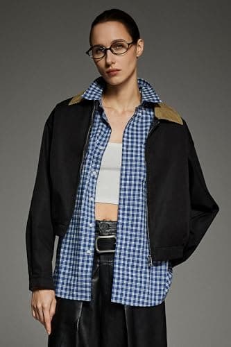 Orolay Women’s Cropped Barn Jacket with Corduroy Collar - Utility Workwear Coat - Lightweight Fall & Spring Transition Jacket - Thumbnail 5