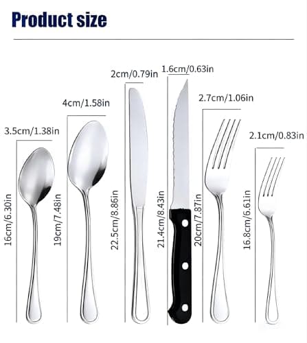 48-Piece Stainless Steel Silverware Set for 8, Mirror Polished Flatware Set with Steak Knives, Silver Cutlery Set for Home, Kitchen & Restaurant Use, Dishwasher Safe - Thumbnail 2