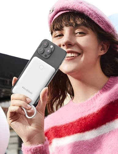 miisso 10000mAh Compatible with iPhone 15/16/17 and Android, Slim Portable Charger with Built in Cable, Power Bank Travel Charger External Battery Pack for Phone, 3 Output USB Type C Cord, White - Thumbnail 6