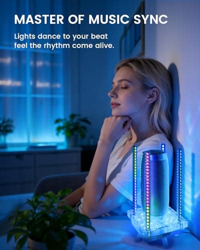Heepulor Music Sync RGB Ambient Light, App Controlled & Sound Reactive Audio Visual Lighting for Gaming Desk, Party & Desk Setup (Grey) - Thumbnail 6