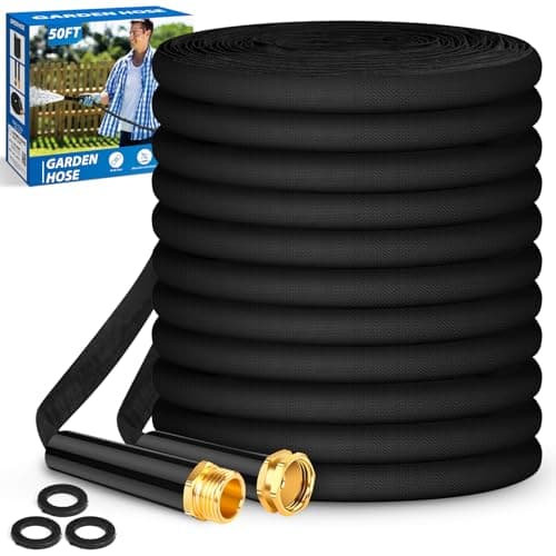 Toolasin Garden Hose 50 FT, Non-Expanding, Lightweight Water Hose with 3/4", Easy Storage, Portable and Flexible Kink-Free PVC Inner Core, 500 PSI Burst Strength Outdoor Hose for Garden, Yard and Lawn - Image 1