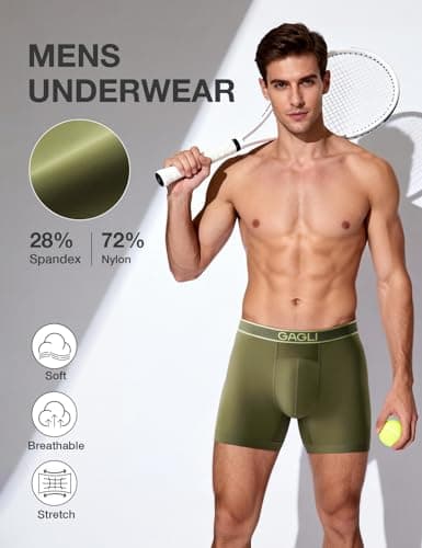 gagli Mens Underwear Pack, Breathable Boxer Briefs Moisture Wicking & Quick Dry & No Ride Up, Athletic Underwear with ComfortFlexible Waistband - Thumbnail 2