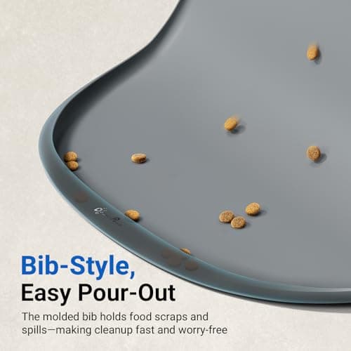 DownyPaws Dog Food Mats for Floors Waterproof, BPA Free Silicone Dog Bowl Mat, Non-Slip Pet Feeding Mat with High Raised Edge, Cat Placemat for Messy Drinkers, 24"×17", Gray - Thumbnail 5