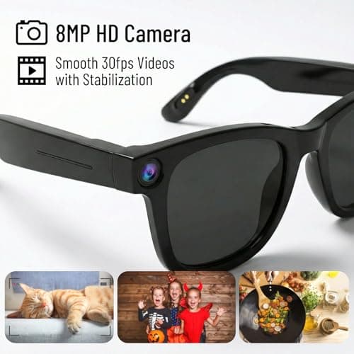 AICUDDO 2026 AI Smart Glasses with Camera, 8MP HD Lens 1080P Video Recording Glasses, ChatGPT AI Assistant Real-Time Translation Open-Ear Audio Camera Glasses for Men Women Vlog Travel Work Meetings - Thumbnail 3