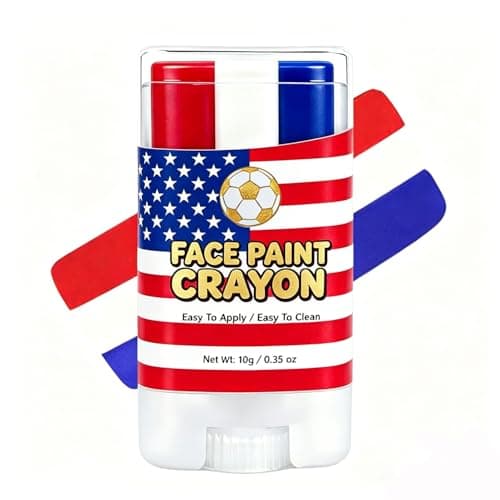 Red White and Blue Eye Black Stick for World Cup Fans, USA Flag Face Paint Sticks for Patriotic Sports and 4th of July Accessories, Eye Black Stick Baseball and Soccer Sports Makeup (USA) - Image 1