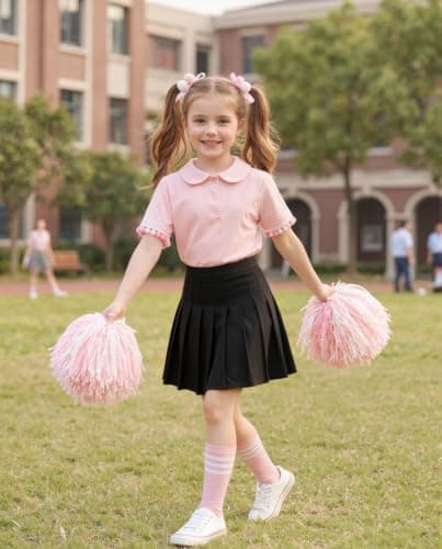 Girls Pleated Skort Kids School Mini Skirt Black Tennis Skorts for Girl 6Y - Thumbnail 3
