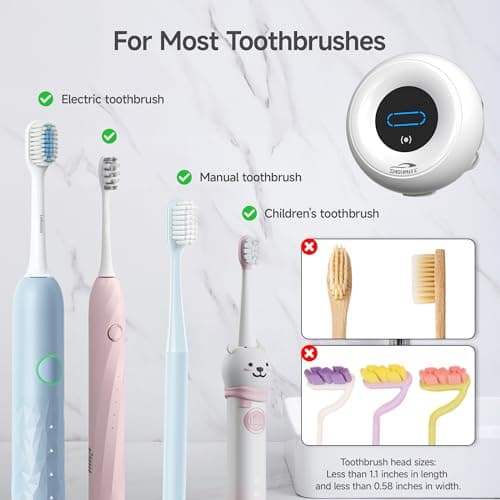 SHGUMITE Toothbrush Holder Sanitizer - Cleaning & Drying, Rechargeable Wall-Mounted Toothbrush Organizer with Touch Control, Two-Slot Design for Bathroom (White) - Thumbnail 6