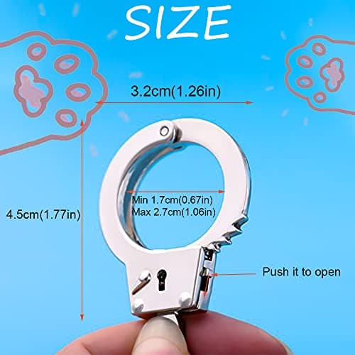 ZB.soar Funny Cat Handcuffs, Key Buckle,Stainless Steel Pet Toy Handcuffs, Mini Pet Handcuff Suitable for Most Small Pets,Increase The Relationship with Your Pets (Metal) - Thumbnail 5
