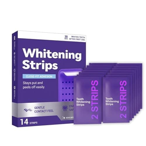 Gentle Daily Purple Teeth Whitening Strips – Enamel-Friendly, No Peroxide Formula for Sensitive Teeth, Reduce Surface Coffee & Tea Stains, Portable Teeth Care for Home & Travel (14 Strips) - Image 1