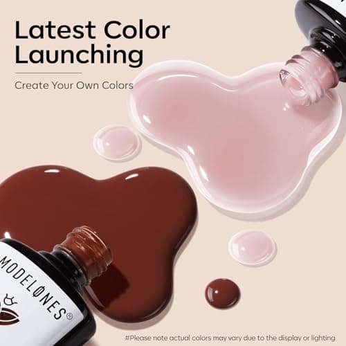 modelones Brown Gel Nail Polish Set 2 Pcs 15 ML Nude Brown Winter Gel Polish Neutral Skin Tone Translucent Nude Soak Off Gel Nail Kit Manicure DIY At Home Nail Art Salon Gift For Women Girl - Thumbnail 4