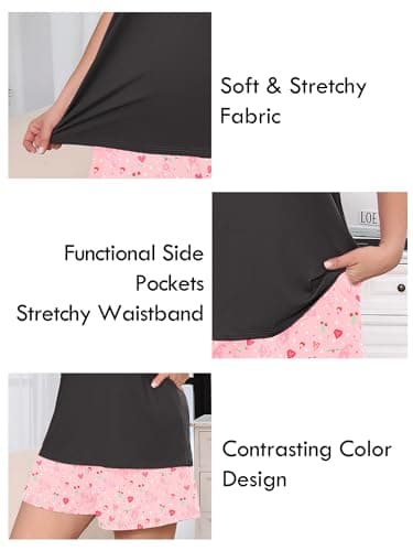 AusLook Plus Size Pajama Set for Women 2 Piece V Neck Short Sleeve Loungewear 2X Set with Pajama Printed Shorts Summer Sleepwear Loose Fit 1X-5X - Thumbnail 4