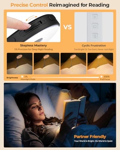 EastPin Reading Lights for Books in Bed:18 LED Rechargeable Clip-on Book Light with Timer & Memory Eye Caring 3 Color Temperature Stepless Dimming Portable Travel Gifts for Men Kids Book Lovers - Thumbnail 2