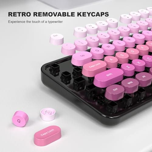 Dliter Wired Keyboard, 104 Keys Full Size Typewriter Keyboards, USB Plug and Play Office Keyboard with Number Pad, Caps Indicators, Foldable Stands for Windows, PC, Laptop (Black Pink) - Thumbnail 6