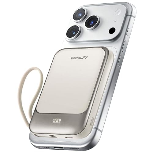 Magnetic Power Bank 10000mAh, Wireless Portable Charger with 15W Max Fast Charging & Built-in USB-C Cable, 22.5W PD LED Display Battery Pack Compatible with iPhone 17/16/15, Samsung Galaxy(white) - Image 1