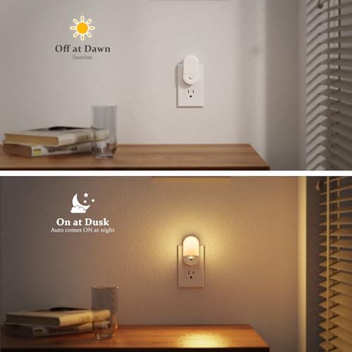 JandCase Motion Sensor Night Light, 2 Pack Motion Activated Night-Lights, 3000K Warm White LED Night Lights Plug into Wall, 30/60LM Adjustable Brightness, for Kids Adults Bathroom Bedroom - Thumbnail 5