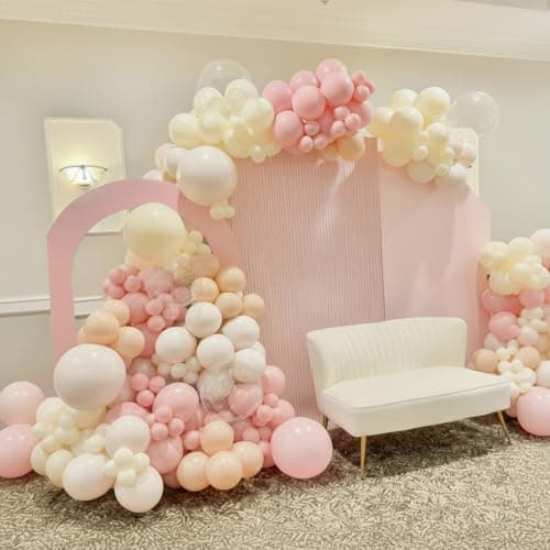 Pink and Yellow Balloons, 60Pcs 12 Inch Pastel Pink Light Pink Yellow Sand White Balloons for Baby Shower Bridal Shower Anniversary Wedding Bee Bear Themed Birthday Party Decorations - Thumbnail 4