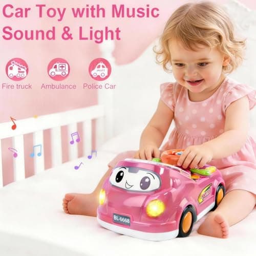 DELUTIQUE Girl Toy for 1 Year Old,Toddler Car Steering Wheel Toy with Sound & Light,Car Toys for Toddlers 1-3,Gift for 1 2 3 Years Old Boys Girls ﻿ - Thumbnail 3