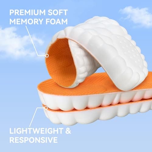 Steppers Insoles for Men & Women, 2026 New 4D Memory Foam Cloud Footstr Insoles, Comfortable & Breathable Massage Shoe Inserts with Arch Support for Foot Pain & Fatigue (Orange, US M 11.5-13) - Thumbnail 3