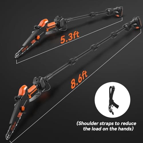 2-in-1 Cordless Electric Pole Saw & 8 Inch Mini Chainsaw, 15FT Max Reach, Adjustable Cutting Head, 2×21V Batteries, Automatic Lubrication, Tool-Free Tension Tree Trimmer Pruner for Branch Cutting - Thumbnail 3