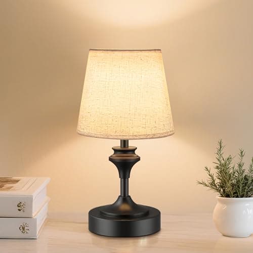 NIORSUN Portables Cordless Table Lamp, 10.2" Battery Operated Lamp, Bedside Table Lamp with Warm White Color,3 Way Dimmable Touch Desk Lamp for Bedroom Living Room Restaurant Black