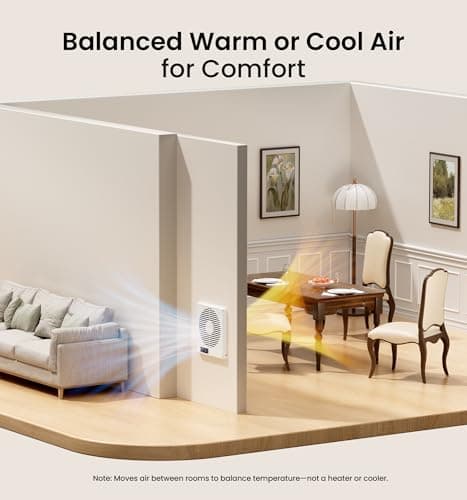 KOVIET 8" Room to Room Ventilation Fan with Remote, Quiet Reversible Through the Wall Air Transfer Fan, 10-Speed Smart Exhaust Vent, Temperature Control, ETL Certified for Bedroom, Kitchen, Laundry - Thumbnail 3