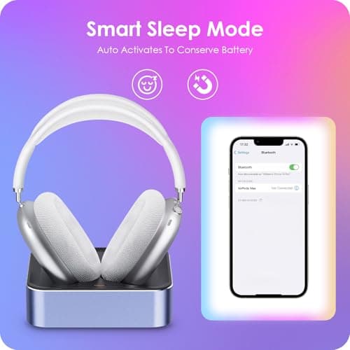 Headphone Charging Station for AirPods Max 2024 & 2020 - Magnetic Headset Charger Dock with Dual Connectors (Purple) - Thumbnail 4