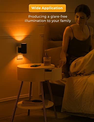 L LOHAS LED Night Light, Amber Nightlight, Dimmable Night Light, Light Sensor, Yellow Nightlight, 0-100LM, Sleep Light for Kids, Soft & Warm Light for Bedroom, Bathroom, 2 Pack - Thumbnail 6
