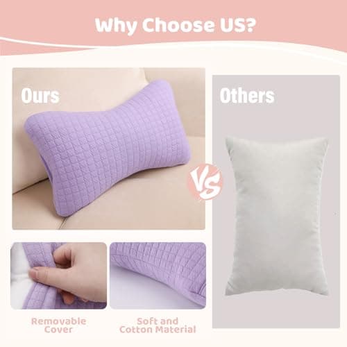 vocheer 11x7in Mini Travel Pillow, Small Pillows for Resting, Tiny Pillows for Neck, Wrist, Lumbar and Knee, Pets Pillow, Cotton, Cover Removable, Machine Washable (Purple-1PC) - Thumbnail 3