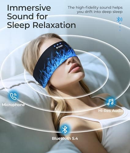 LOVE EYE Sleep Headphones Wireless Headband Headphones Bluetooth 5.4 for Side Sleeper Bluetooth Headband Earphones for Sports for tech Gadgets Gifts (Flame Blue) - Thumbnail 4