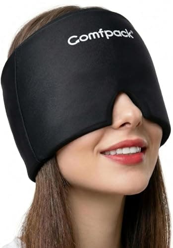 Comfpack Migraine Relief Cap with 30% Longer Cold, Headache Relief Hat Ice Pack Mask Product, Soft Cooling Gel Head Wrap Cold Therapy Hat for Migraine, Sinus Pain, Stress Relief, Sleep & Hangover - Image 1
